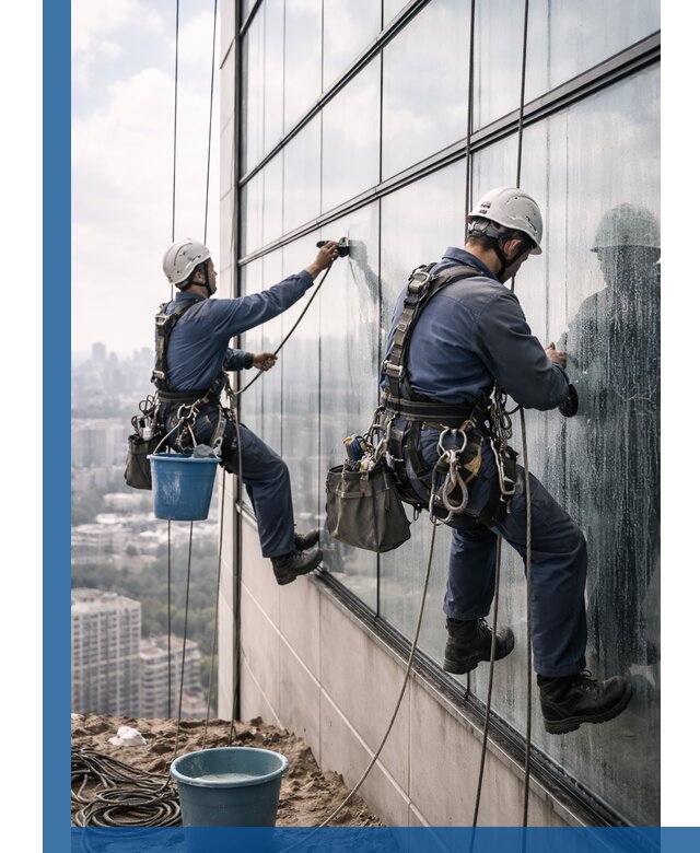 Профессиональная мойка фасадных окон альпинистами в Белгороде