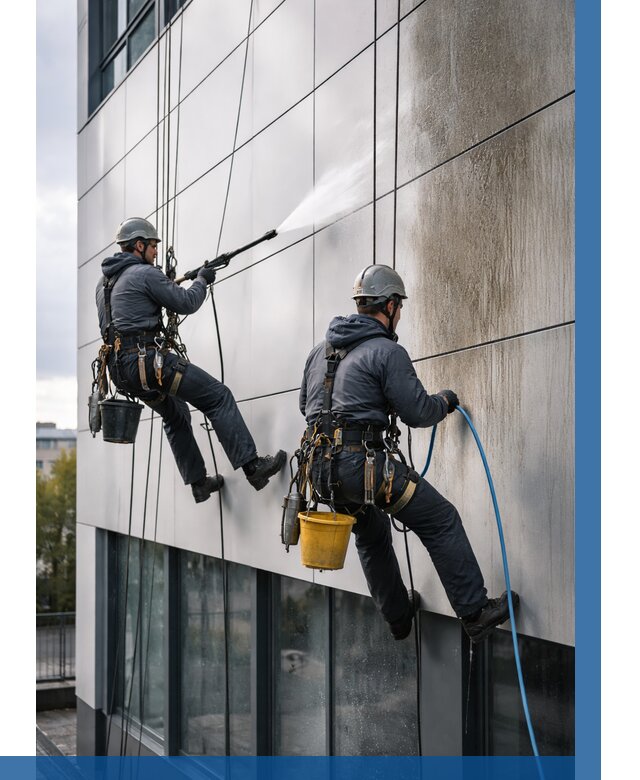 Мойка фасада из композита в Белгороде по цене от 312 р. | ВЫСОТНИК-Блг