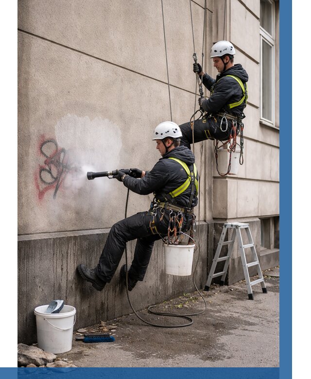 Удаление граффити с фасада в Белгороде от 4674 р. | ВЫСОТНИК-Блг