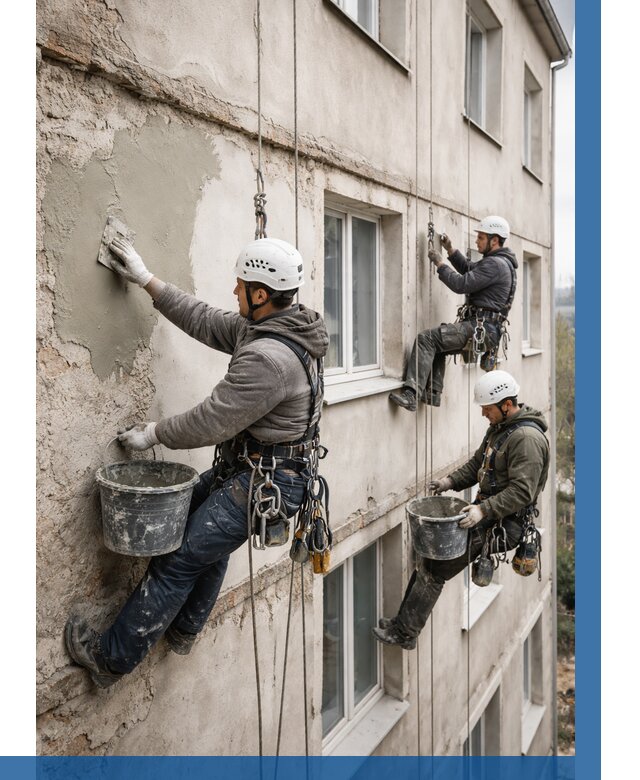 Ремонт штукатурного фасада в Белгороде от 779 р. под ключ | ВЫСОТНИК-Блг