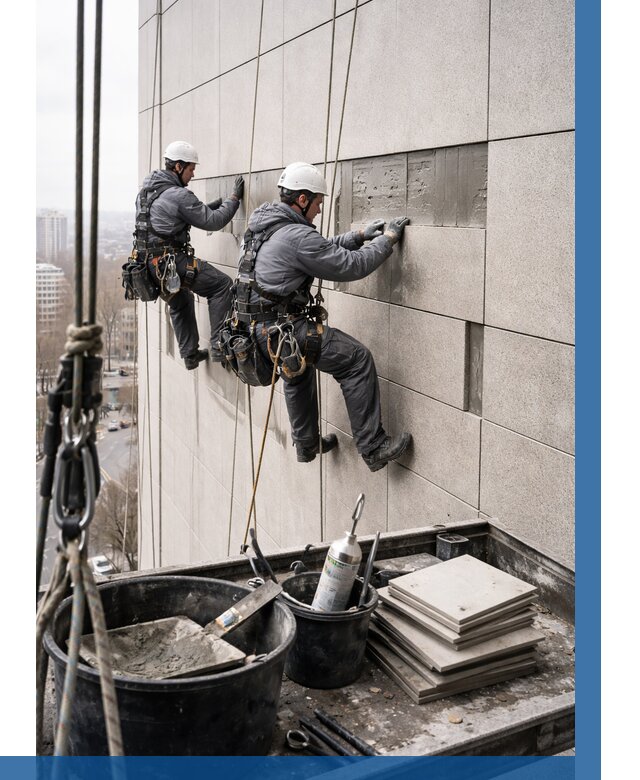 Ремонт фасада из керамогранита в Белгороде от 2597 р. | ВЫСОТНИК-Блг