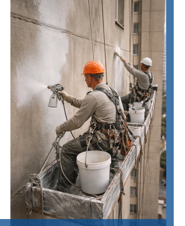 Грунтовка фасада на высоте в Белгороде от 125 р. | ВЫСОТНИК-Блг