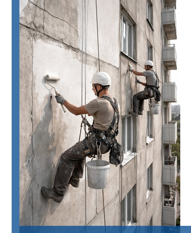 Покраска бетонного фасада в Белгороде для жилых и промышленных объектов