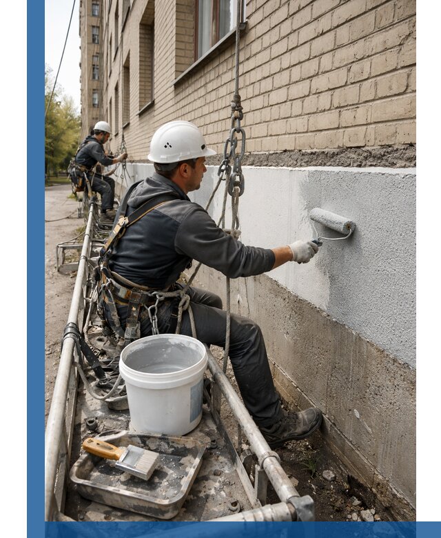 Окраска цоколя здания в Белгороде профессионально и надежно