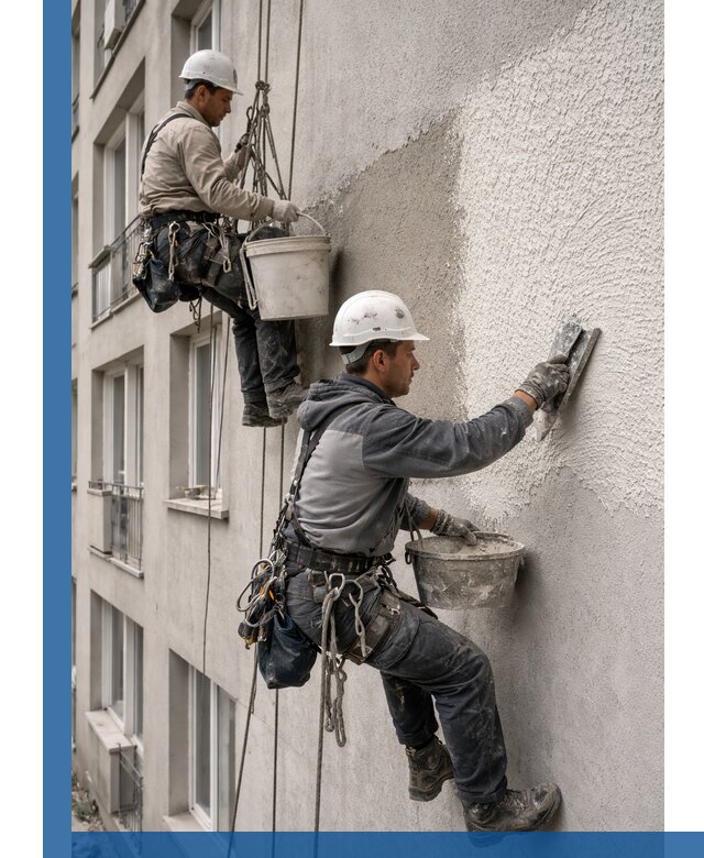 Нанесение декоративной штукатурки короед на фасад в Белгороде