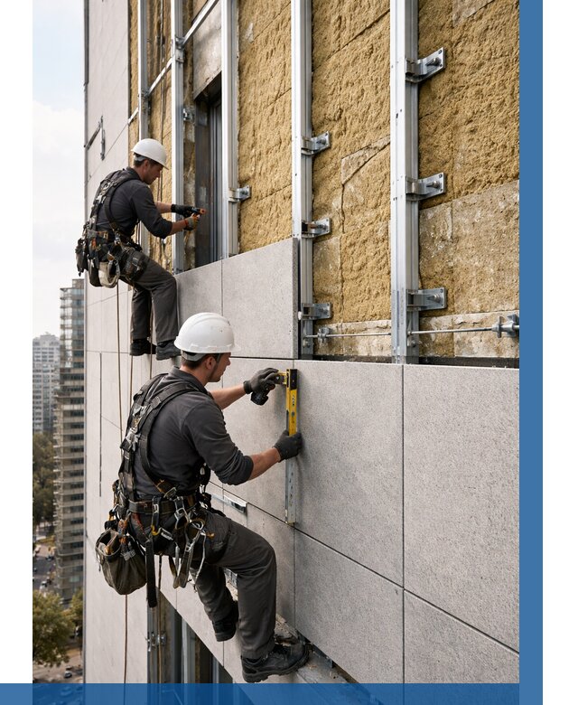 Монтаж вентилируемого фасада в Белгороде от 3635 р. | ВЫСОТНИК-Блг