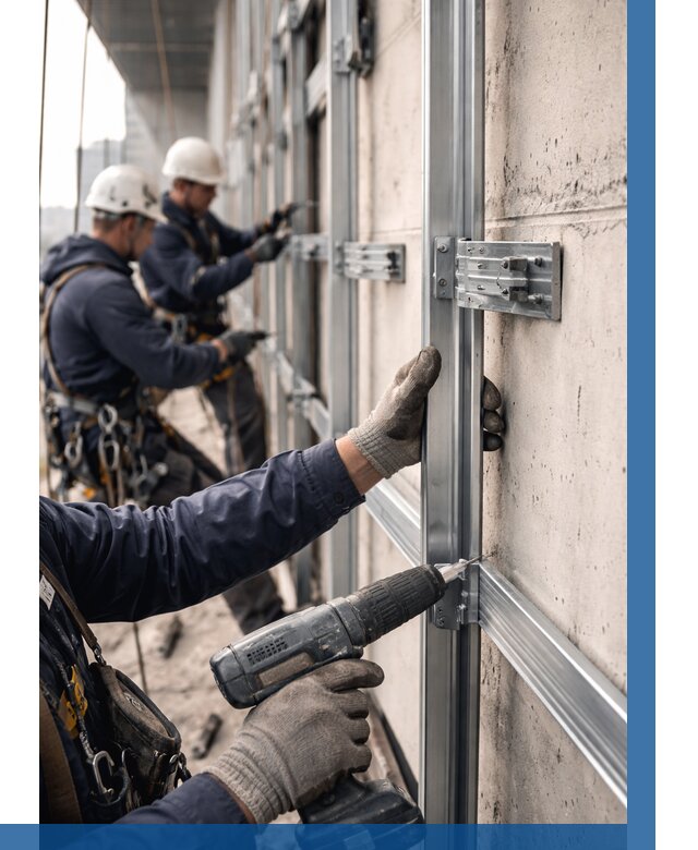 Монтаж подсистемы вентфасада в Белгороде от 883 р. | ВЫСОТНИК-Блг