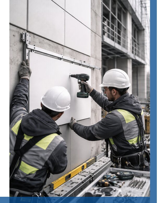 Монтаж композитных панелей фасада в Белгороде от 2597 р. | ВЫСОТНИК-Блг