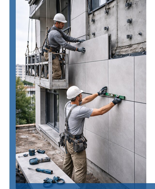 Монтаж керамогранита на фасад в Белгороде под ключ с гарантией качества