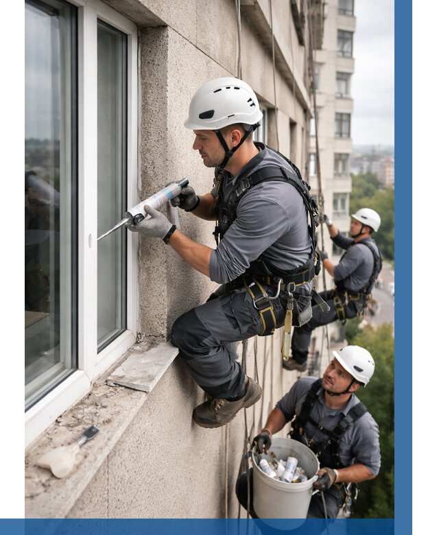 Герметизация оконных швов снаружи в Белгороде от 1558 р. | ВЫСОТНИК-Блг