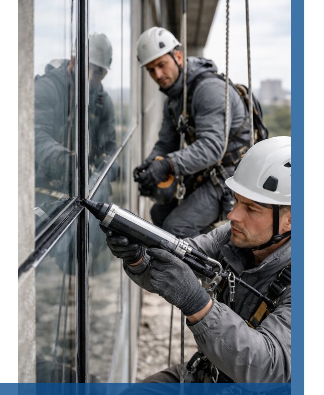 Герметизация витражных швов в Белгороде от 675 р. | ВЫСОТНИК-Блг