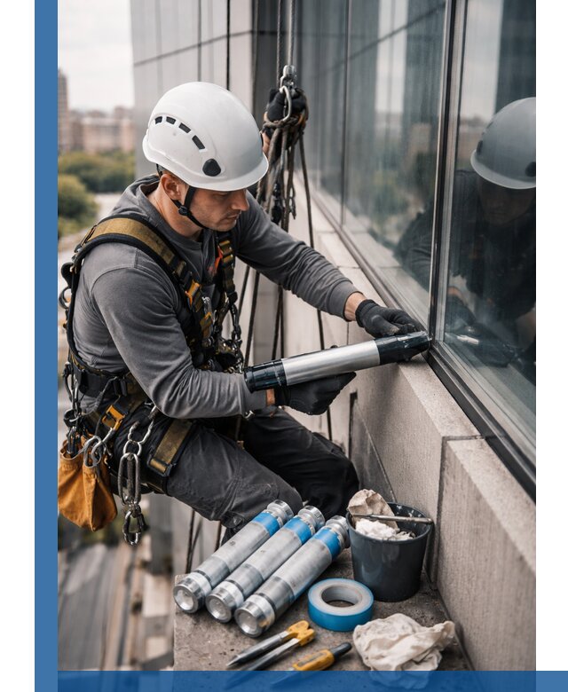 Герметизация стыков витража в Белгороде для герметичных фасадов