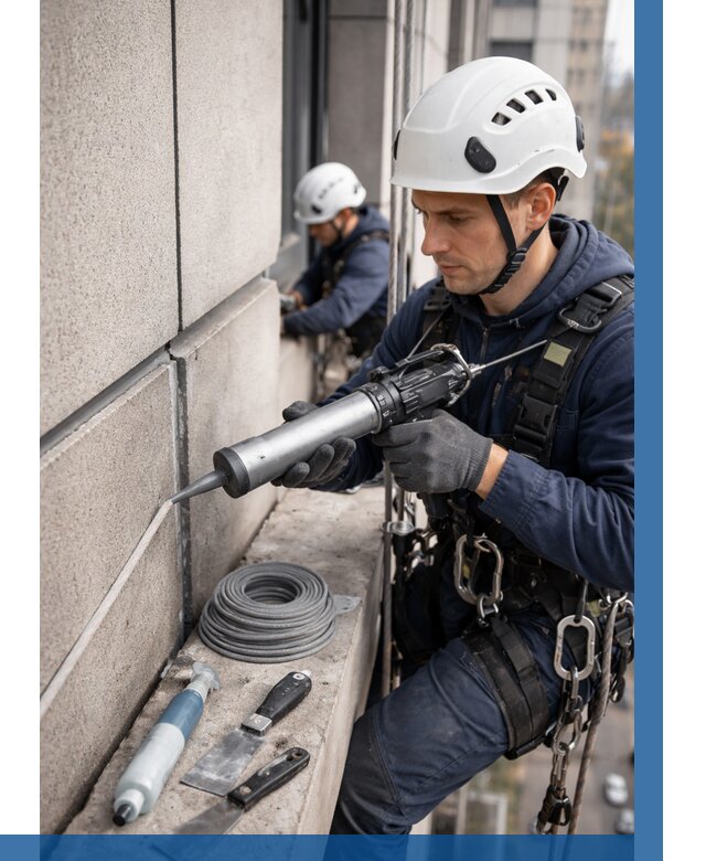 Герметизация деформационных швов фасада в Белгороде от 727 | ВЫСОТНИК-Блг