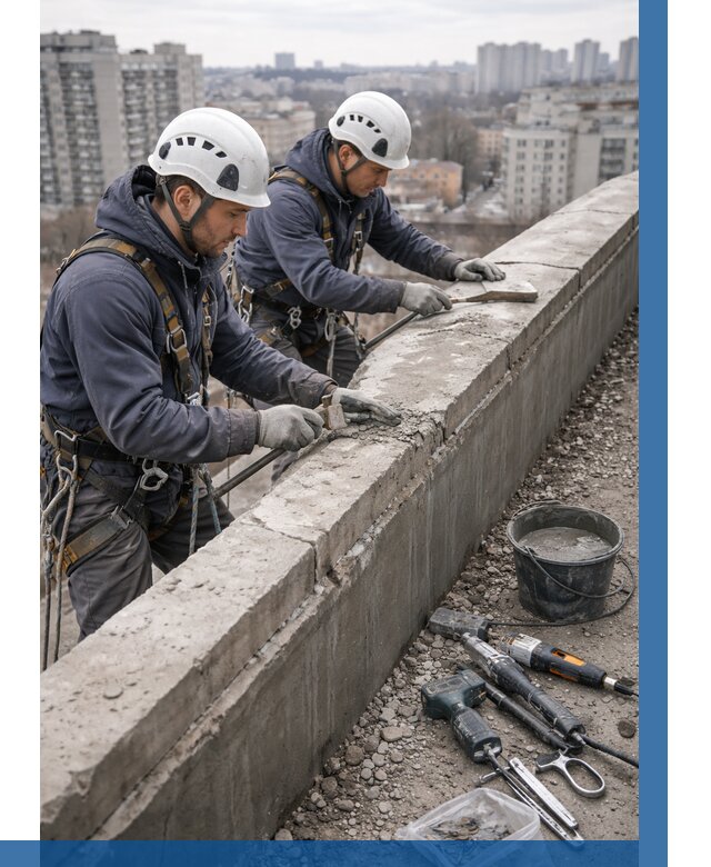 Ремонт парапета на кровле в Белгороде от 1558 р. | ВЫСОТНИК-Блг