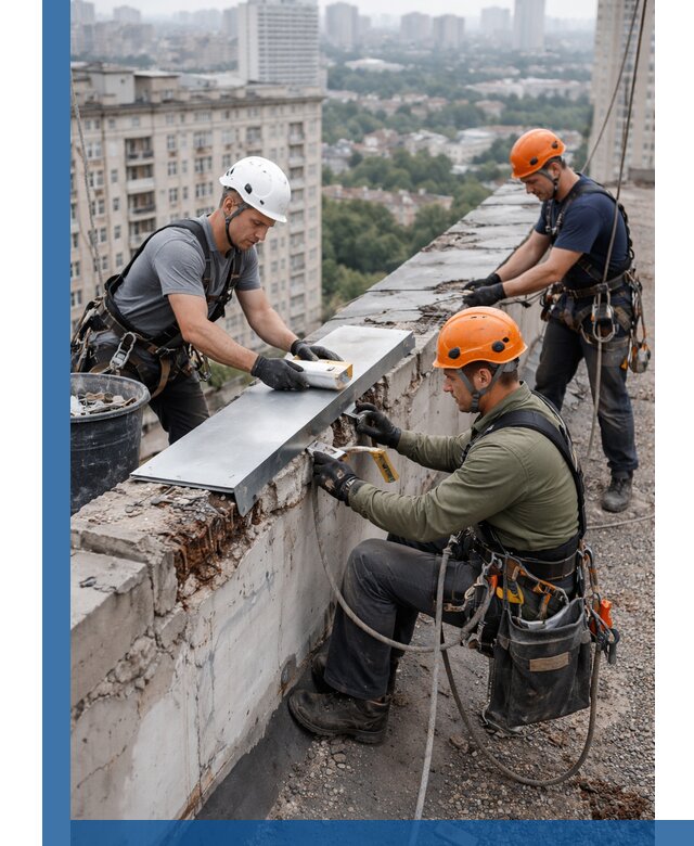 Ремонт парапета на кровле в Белгороде, высотные работы с гарантией