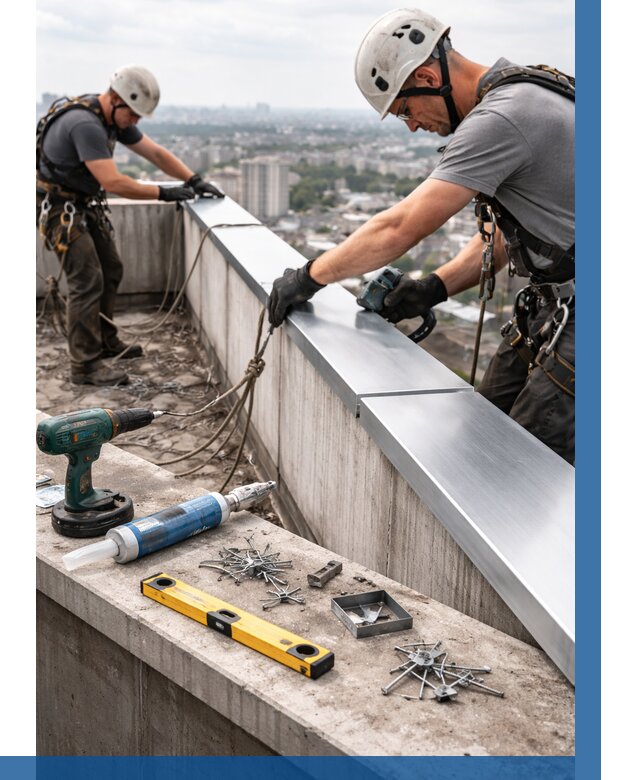 Монтаж парапетных крышек в Белгороде от 831 р. | ВЫСОТНИК-Блг