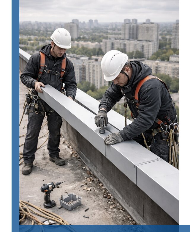 Монтаж парапетных крышек и ограждений кровли в Белгороде