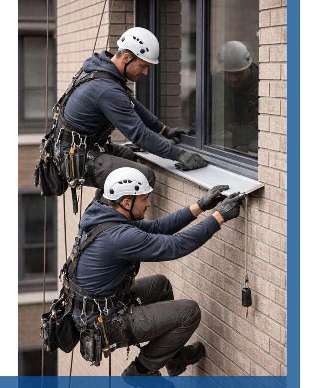 Монтаж оконных отливов под ключ в Белгороде от 3635 р. | ВЫСОТНИК-Блг