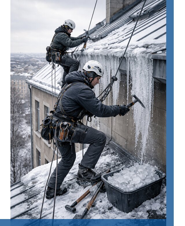 Удаление наледи с кровли в Белгороде от 5713 р. | ВЫСОТНИК-Блг