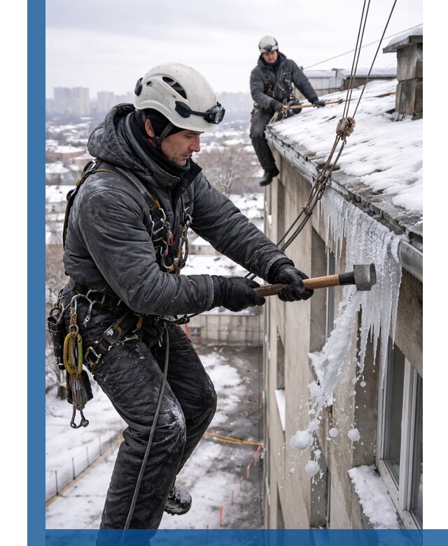 Сбивание и удаление сосулек с крыши в Белгороде безопасно