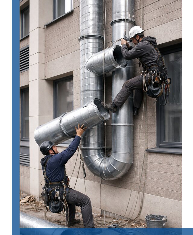 Монтаж фасадных воздуховодов в Белгороде с герметизацией и крепежом