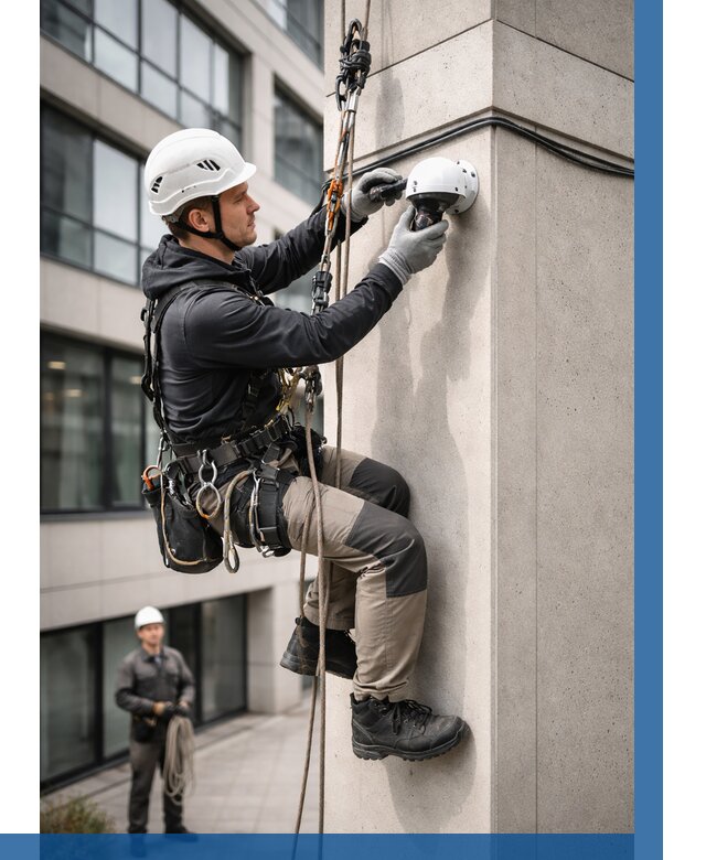 Монтаж камер видеонаблюдения на фасаде в Белгороде от 8829 р.-ВЫСОТНИК-Блг