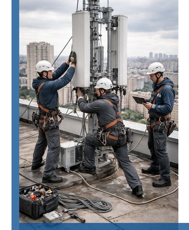 Монтаж антенн связи на крыше в Белгороде с вводом в эксплуатацию