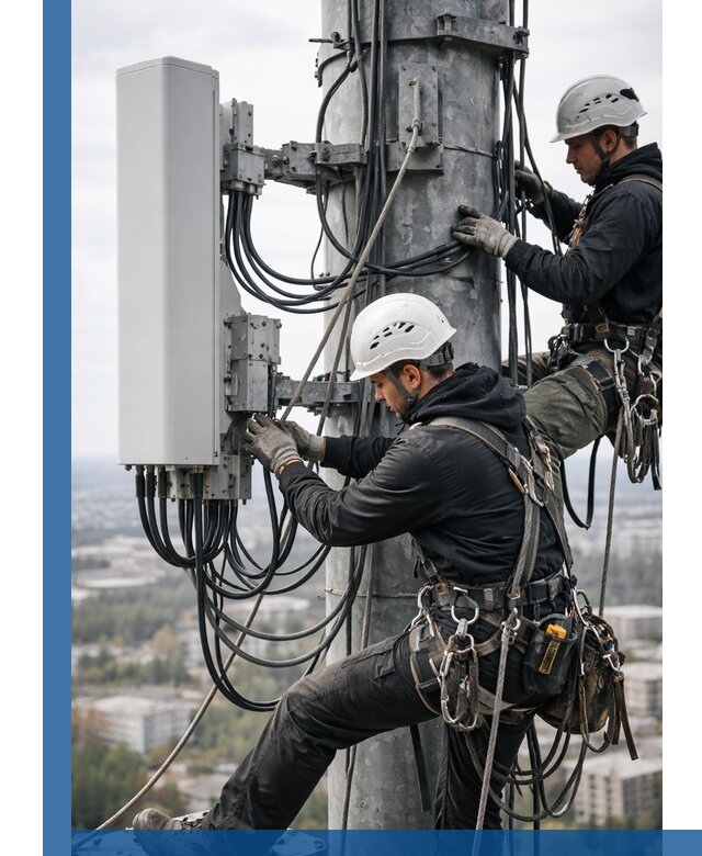 Монтаж оборудования связи на мачте в Белгороде с пусконаладкой