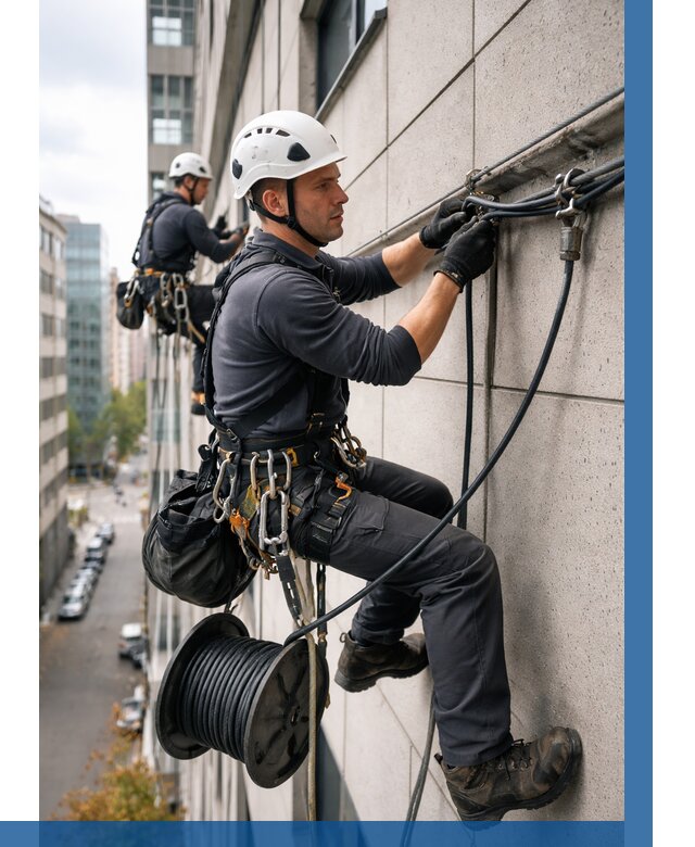 Прокладка кабеля по фасаду в Белгороде от 364 р. | ВЫСОТНИК-Блг
