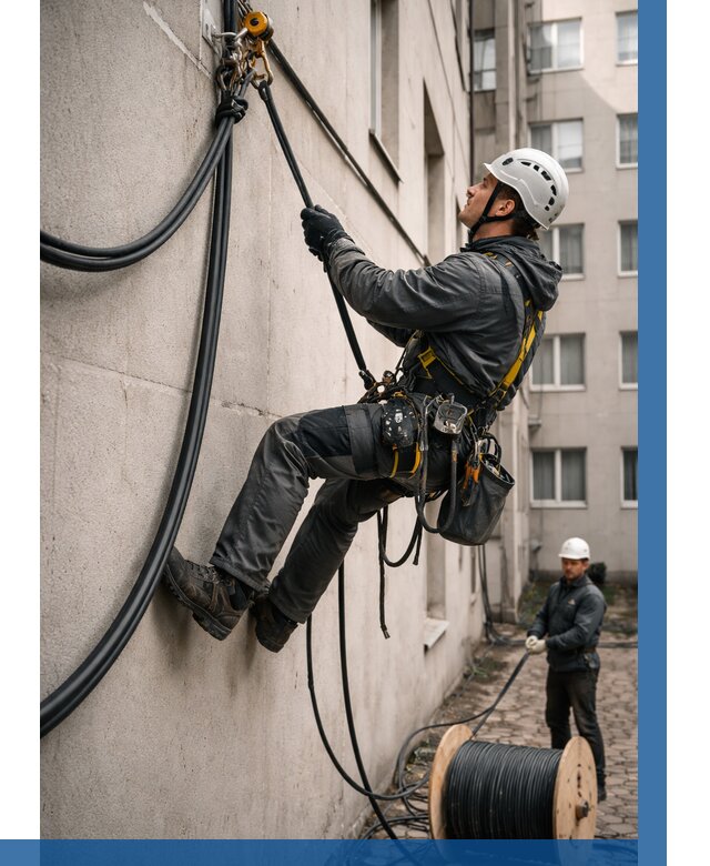 Протяжка кабеля питания на высоте в Белгороде от 467 р. | ВЫСОТНИК-Блг