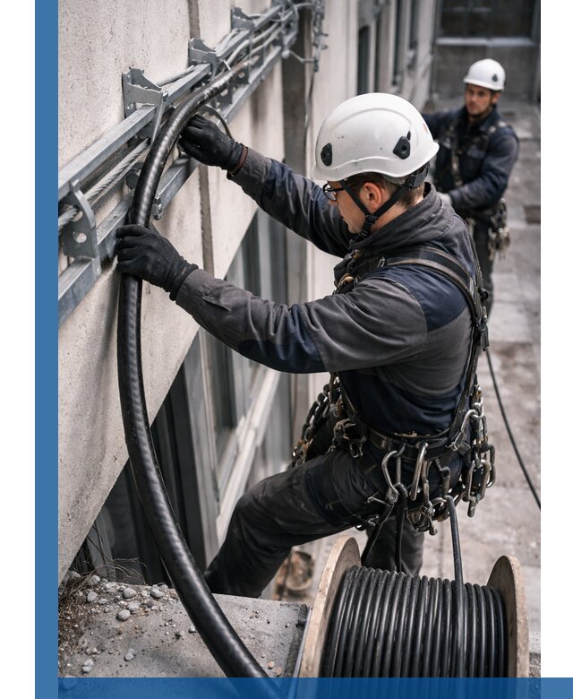 Протяжка кабеля питания на высоте в Белгороде с гарантией безопасности и качества