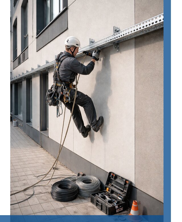 Монтаж кабельных лотков на фасаде в Белгороде от 1246 р. | ВЫСОТНИК-Блг