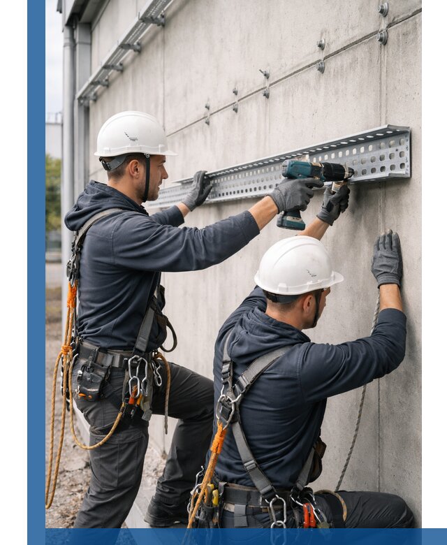 Монтаж кабельных лотков на фасаде зданий в Белгороде с гарантией