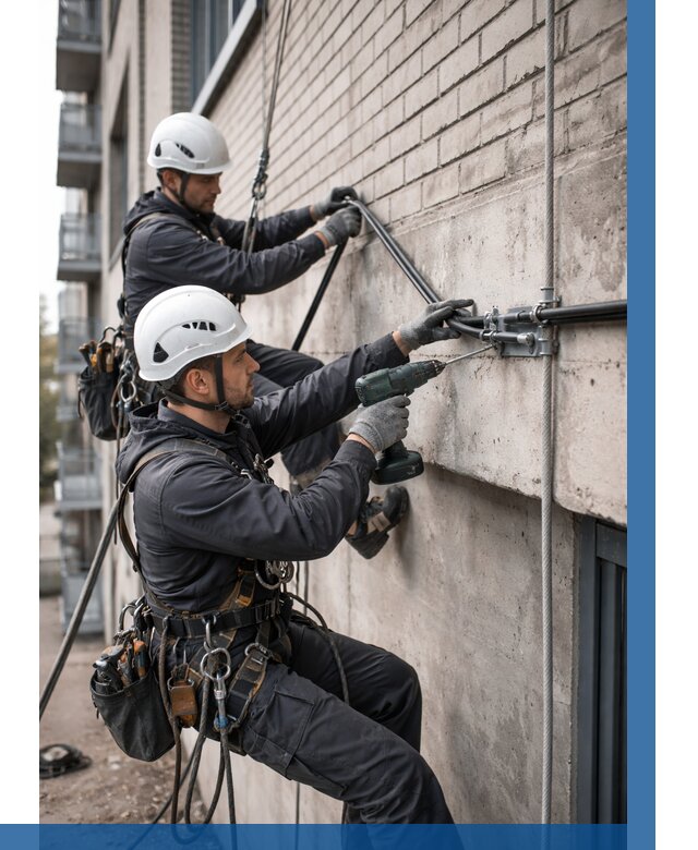 Крепление кабеля на фасаде в Белгороде от 364 р. | ВЫСОТНИК-Блг