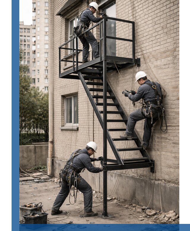 Монтаж пожарной лестницы в Белгороде, установка и крепление