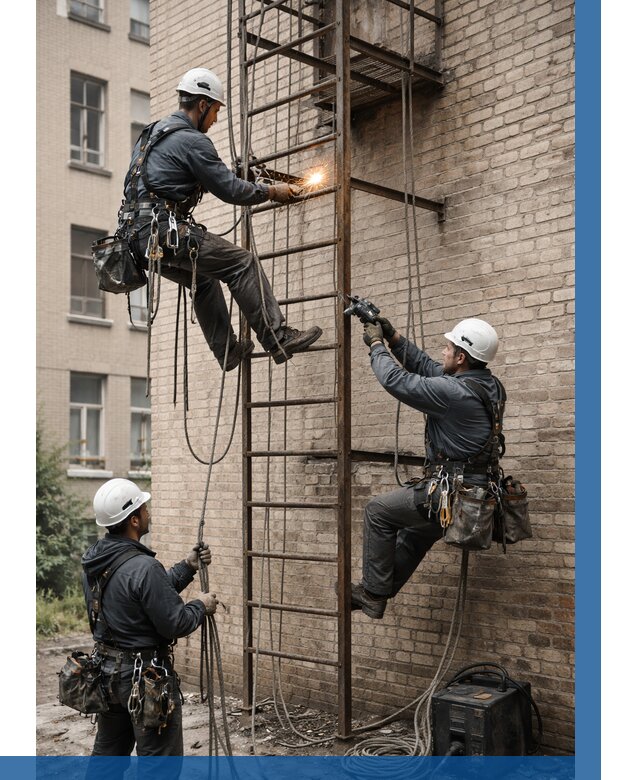 Ремонт пожарной лестницы в Белгороде от 7790 р. | ВЫСОТНИК-Блг