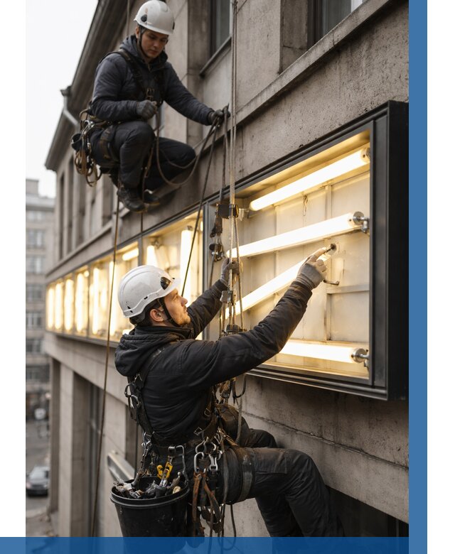 Замена ламп в вывеске в Белгороде под ключ от 3635 р. | ВЫСОТНИК-Блг