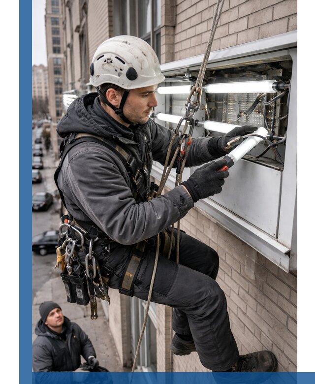 Профессиональная замена ламп в наружной вывеске в Белгороде