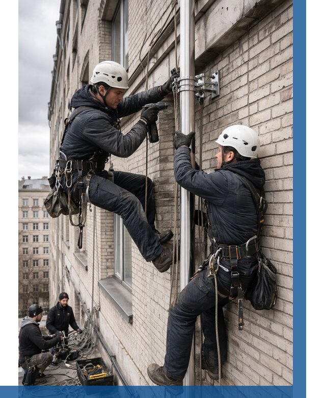 Монтаж флагштока на здании в Белгороде от 6752 р. | ВЫСОТНИК-Блг