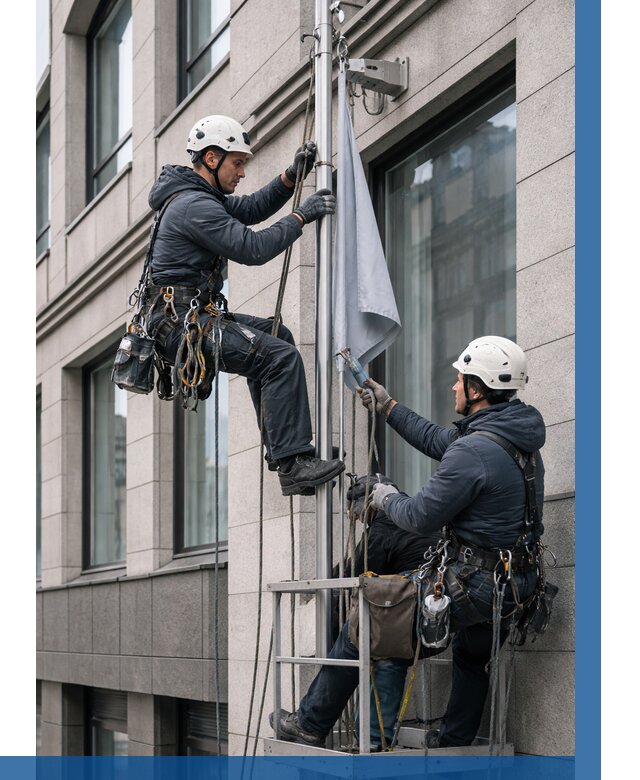 Установка флагов на фасаде в Белгороде от 4674 р. | ВЫСОТНИК-Блг