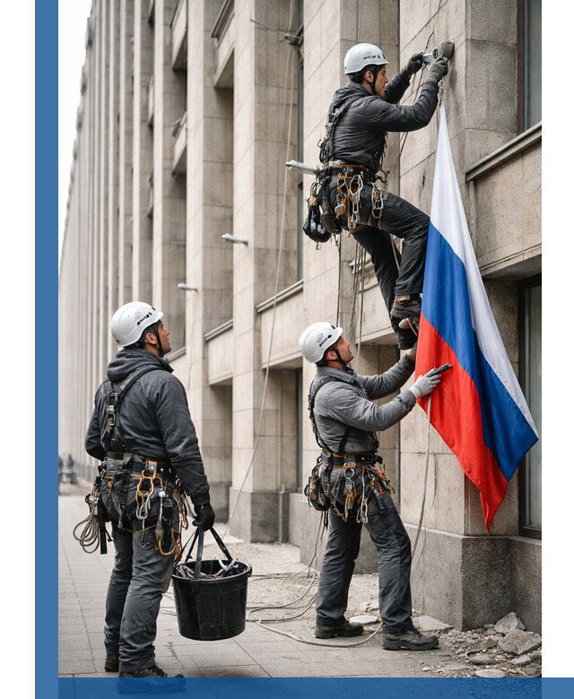 Профессиональная установка флагов на фасаде в Белгороде