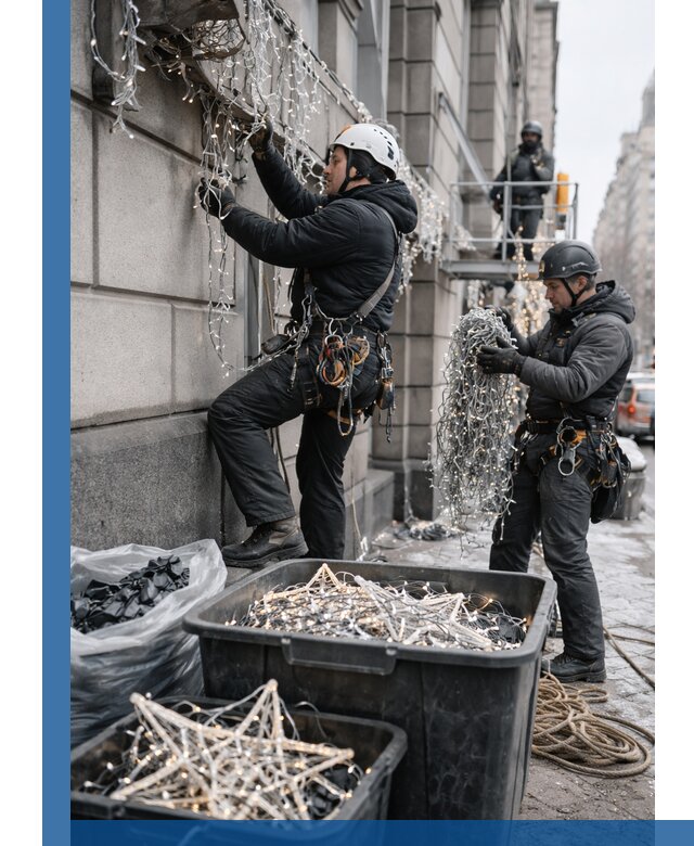 Демонтаж новогоднего оформления и гирлянд в Белгороде