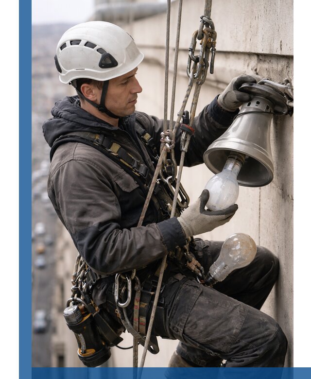 Замена ламп на высоте в Белгороде профессионально и быстро