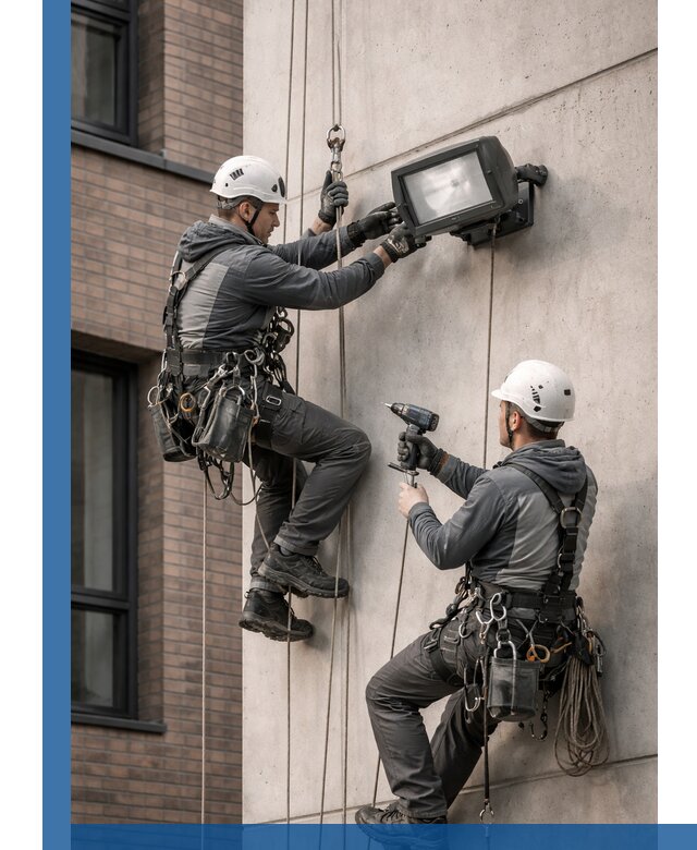 Профессиональный монтаж фасадных прожекторов в Белгороде под ключ