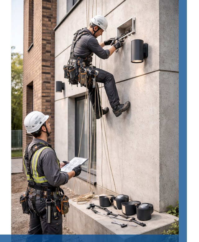 Монтаж фасадного освещения в Белгороде от 2597 р. | ВЫСОТНИК-Блг