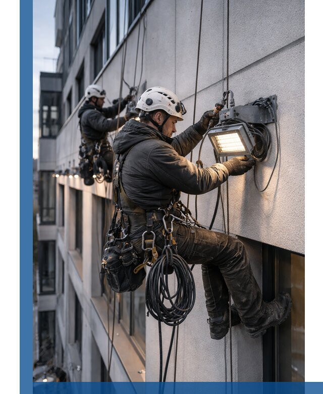 Монтаж фасадного освещения в Белгороде установка и подключение