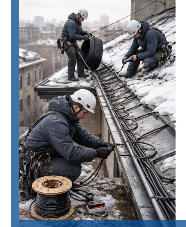 Монтаж греющего кабеля на кровле в Белгороде под ключ