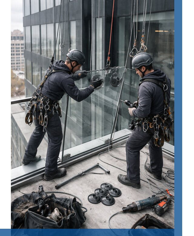 Монтаж стеклянных ограждений в Белгороде от 2597 р. | ВЫСОТНИК-Блг