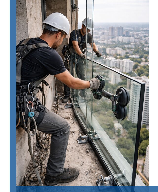 Монтаж стеклянных ограждений под ключ с гарантией в Белгороде