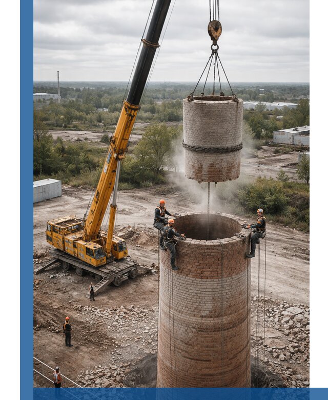 Демонтаж дымовой трубы в Белгороде с гарантиями безопасности